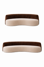 Serpentini curved sofa front and side view – sculptural crescent silhouette, luxury furniture UAE