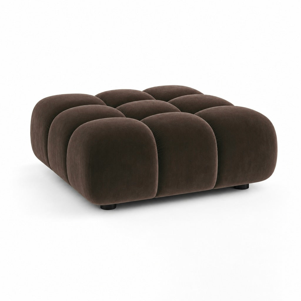 Club 89 ottoman module in Chataigne chestnut velvet, studio view by Saint Objets Dubai