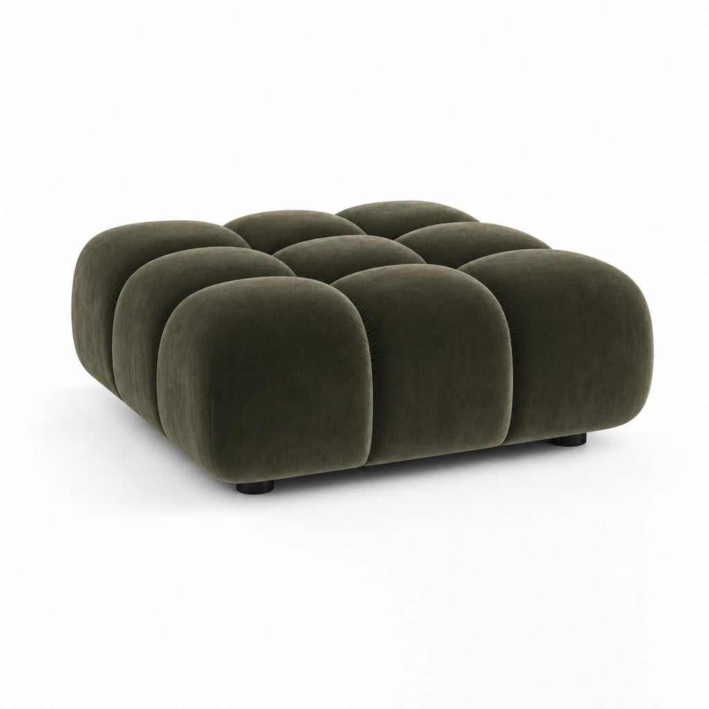 Club 89 ottoman module in Moss olive velvet, studio view by Saint Objets Dubai