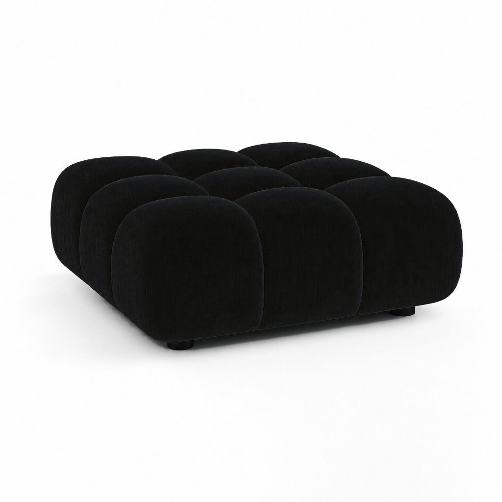 Club 89 ottoman module in Nocturne black velvet, studio view by Saint Objets Dubai