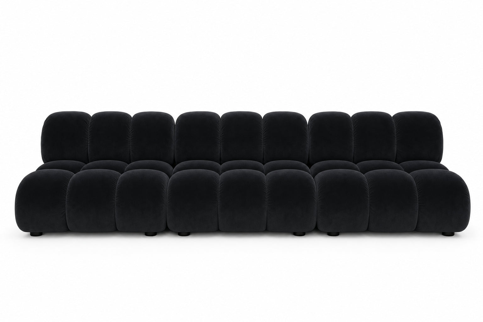 Club 89 three seater, three modules joined, in Nocturne black velvet, studio view by Saint Objets Dubai