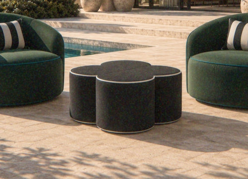 Antibes outdoor coffee table in Ebene black, poolside, by Saint Objets Dubai