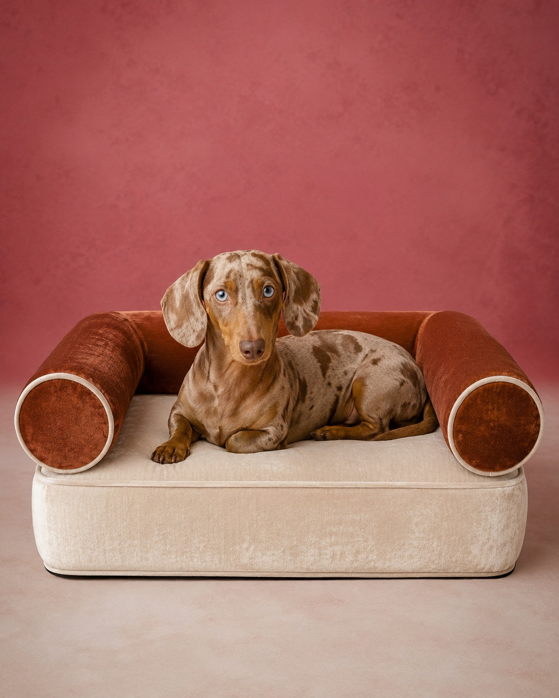 Venezia Pet Edition dog bed in Cognac and Creme by Saint Objets Dubai