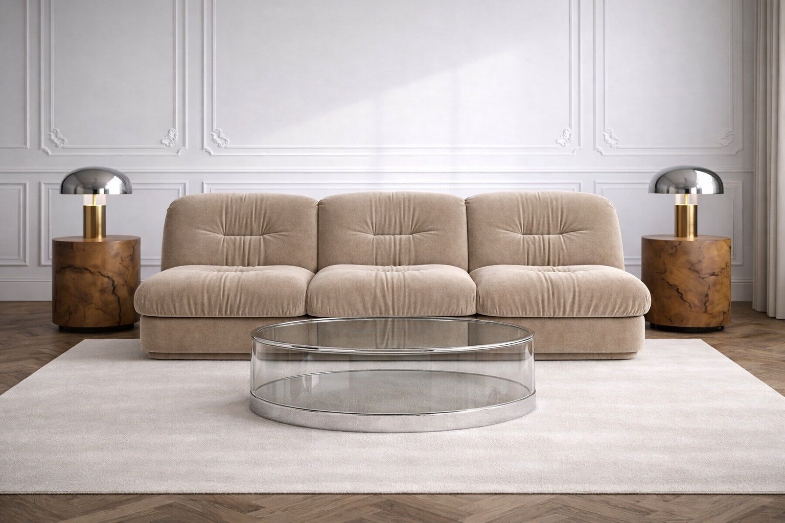 Hôtel de Rome Sofa — angle 21 — made to order in Dubai, refined materials — Saint Objets